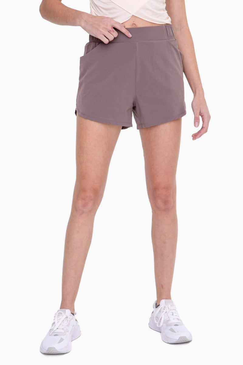 Athleisure Shorts with Curved Hemline