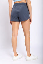 Athleisure Shorts with Curved Hemline