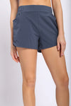 Athleisure Shorts with Curved Hemline