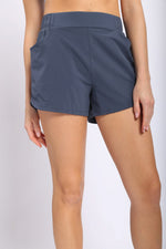 Athleisure Shorts with Curved Hemline