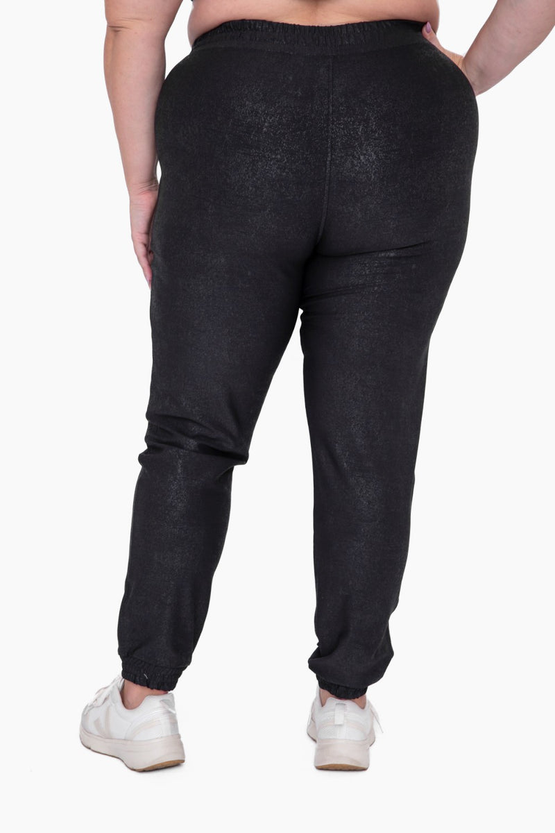 Curvy Foil Printed High-Waist Joggers