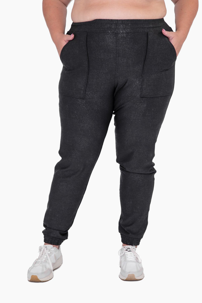 Curvy Foil Printed High-Wasited Joggers