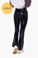 Curvy Faux Patent Leather Flare Highwaist Leggings