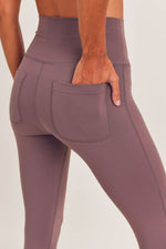 Tapered Band Solid Leggings with Back Pockets