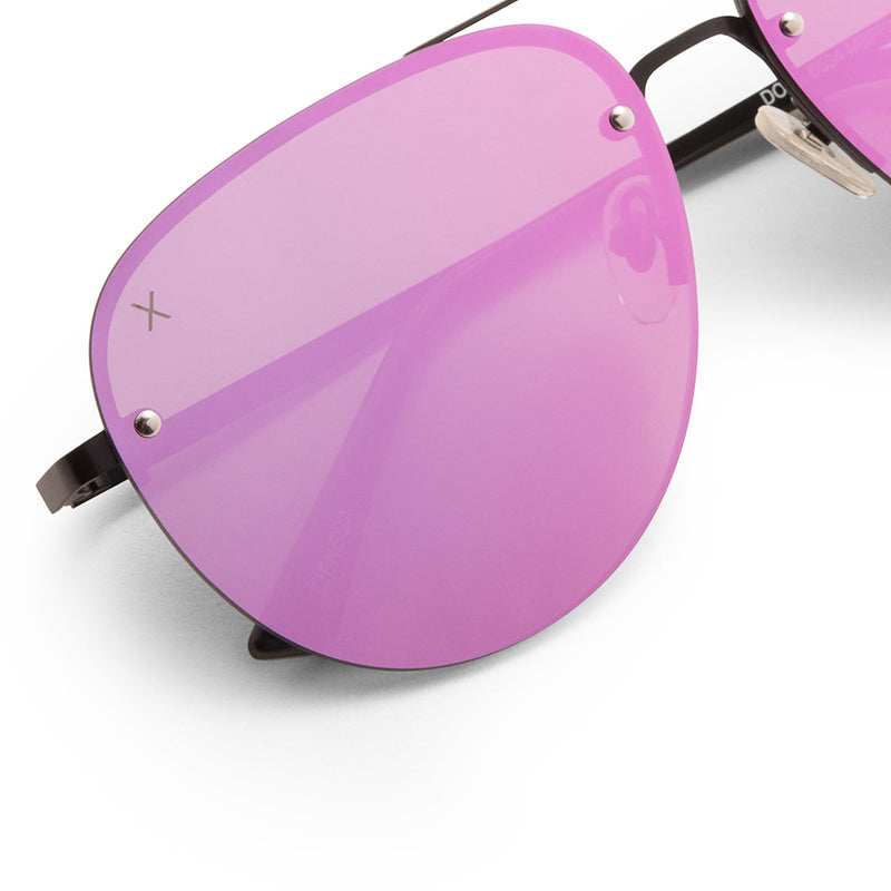Clenega Matte Black Pink Lens Sunglasses