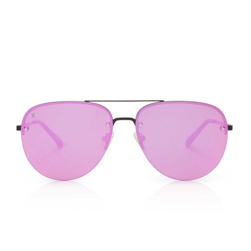 Clenega Matte Black Pink Lens Sunglasses