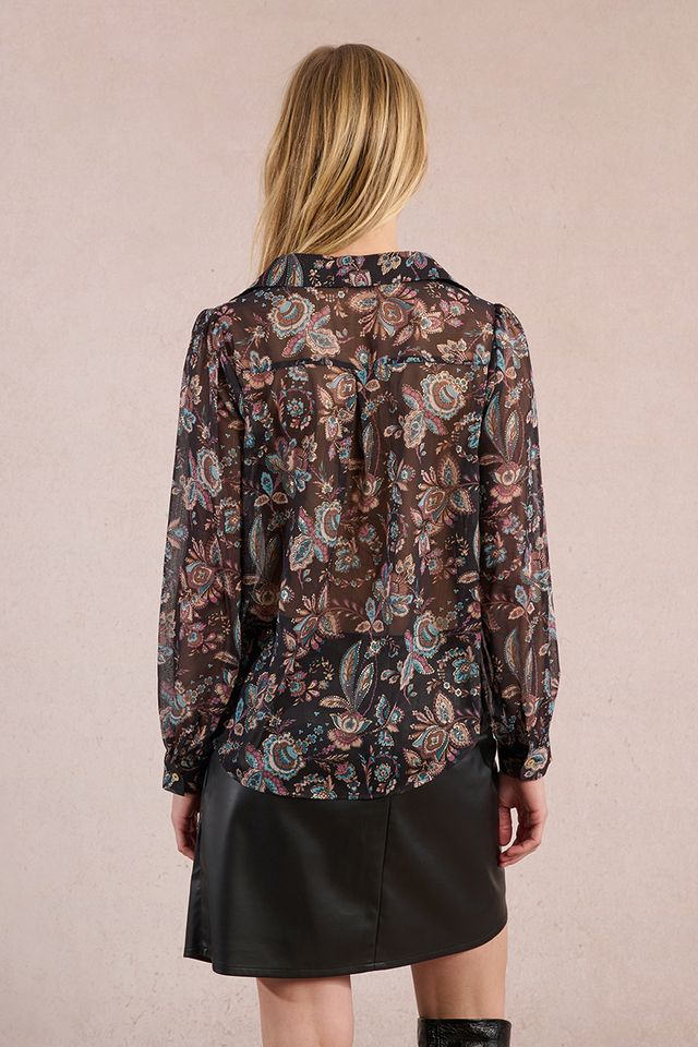 Black Amalia Woven Button Blouse