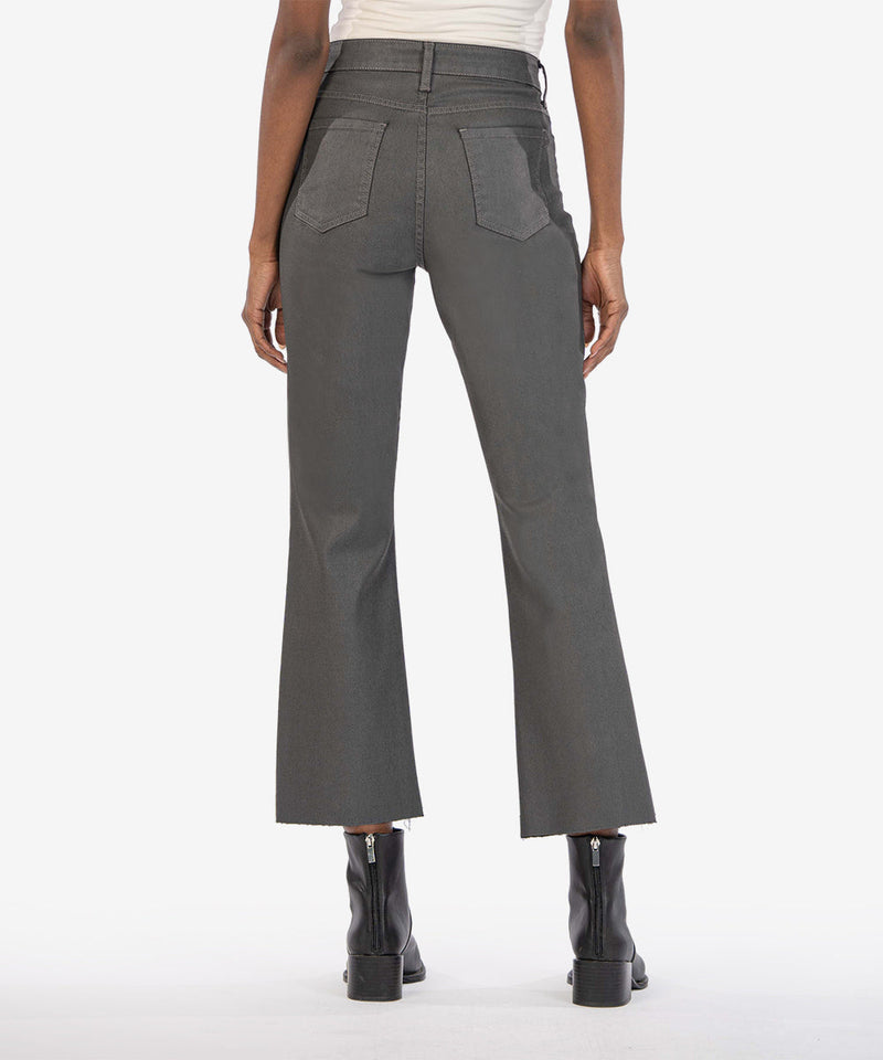 KUT Kelsey Coated Grey High Rise Fab Ab Ankle Flare