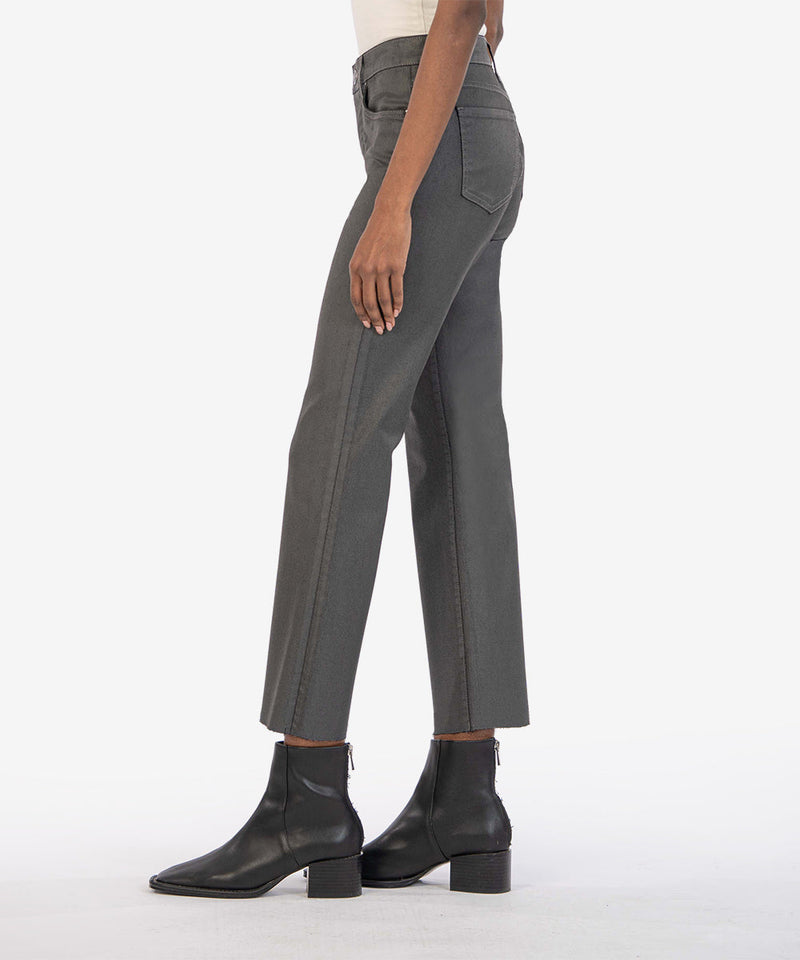 KUT Kelsey Coated Grey High Rise Fab Ab Ankle Flare