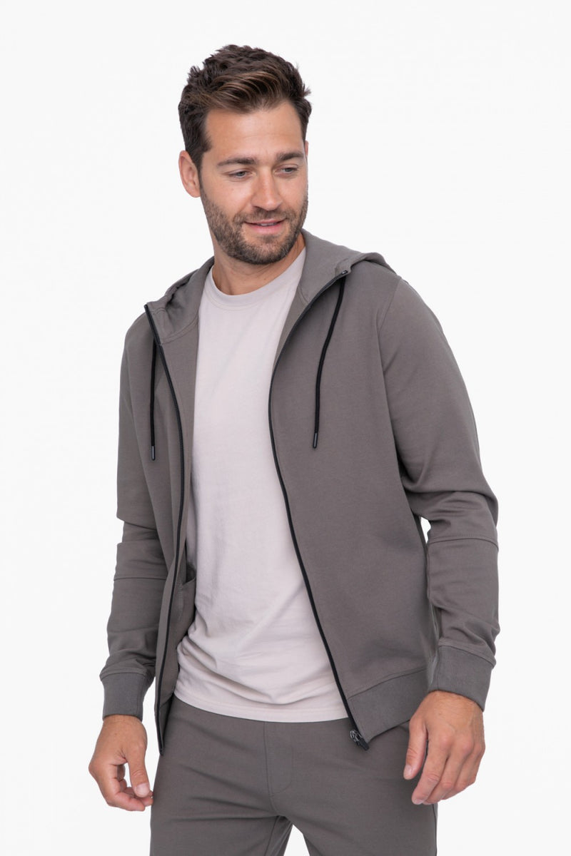 Mens Sleek Knit Zip Up Performance Hoodie