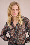 Black Amalia Woven Button Blouse