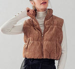 Cropped Corduroy Puffer Vest