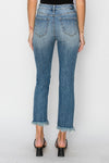 Mid-Rise Raw Hem Straight Leg Jean