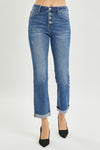 High Rise Button Down Straight Leg