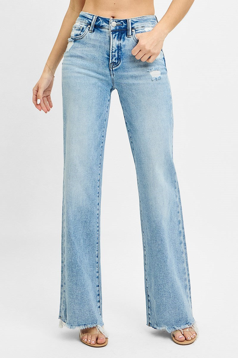 Risen Tummy Control Mid-Rise Wideleg Jean