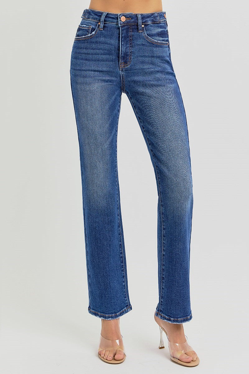 Tummy Control Ankle Straight Adjustable Jean