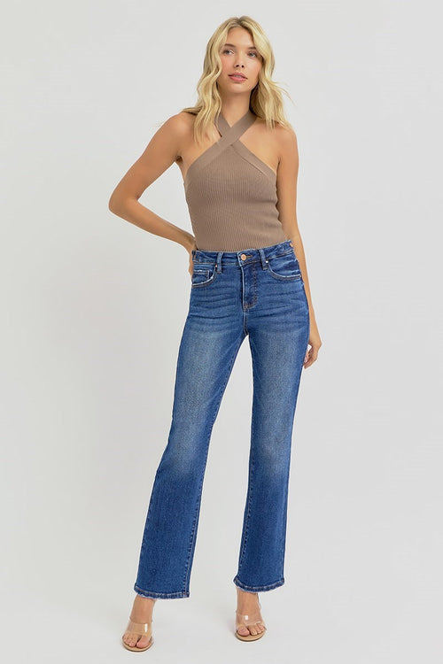 Tummy Control Ankle Straight Adjustable Jean