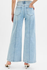 Risen High Waist Wide Leg Pintuck Jean