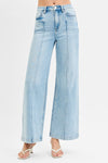 Risen High Waist Wide Leg Pintuck Jean