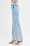 Risen High Waist Wide Leg Pintuck Jean
