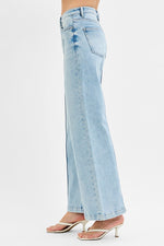 Risen High Waist Wide Leg Pintuck Jean