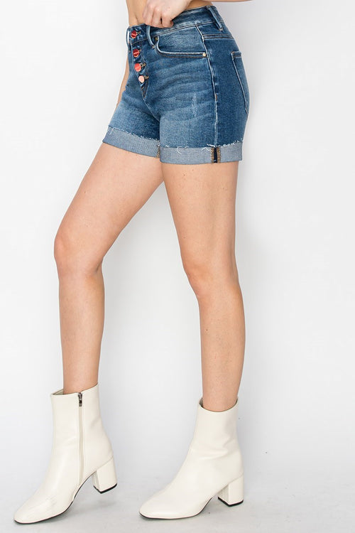 High Rise Button Cuff Shorts