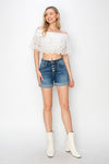 High Rise Button Cuff Shorts