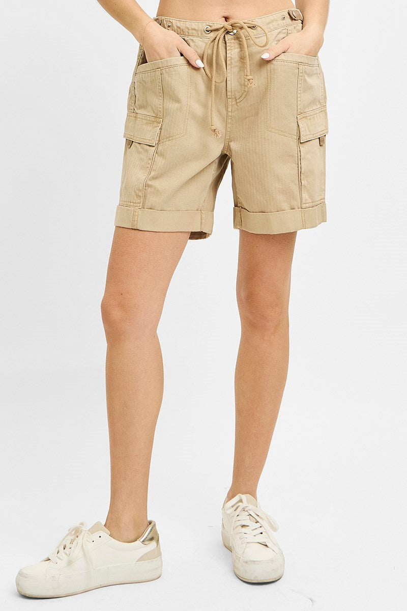 Risen Mid-Rise Cargo Shorts - Latte