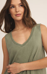 Z Supply Sloane V Neck Mini Dress - Avocado