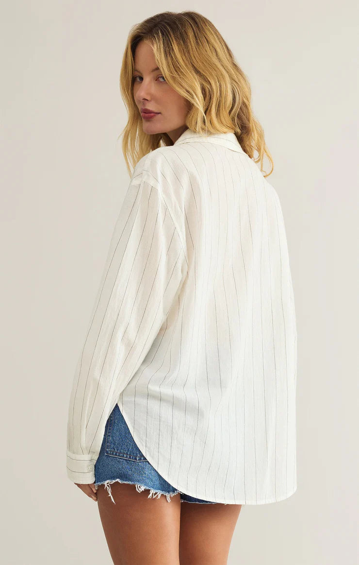 Z Supply Seaport Striped Button Up - White