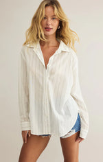 Z Supply Seaport Striped Button Up - White