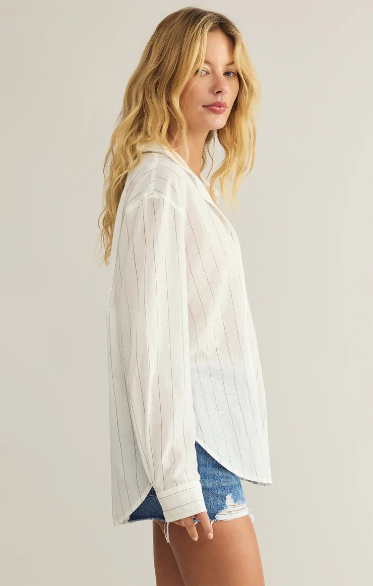 Z Supply Seaport Striped Button Up - White