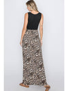 Sleeveless Solid and Animal Print Maxi Dress