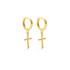 Cross Drop Huggies Earrings