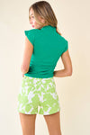 Kelly Green Ruched Mock Top