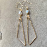 Gold Hammered Triangle Earrings AAA Freshwater Pearl