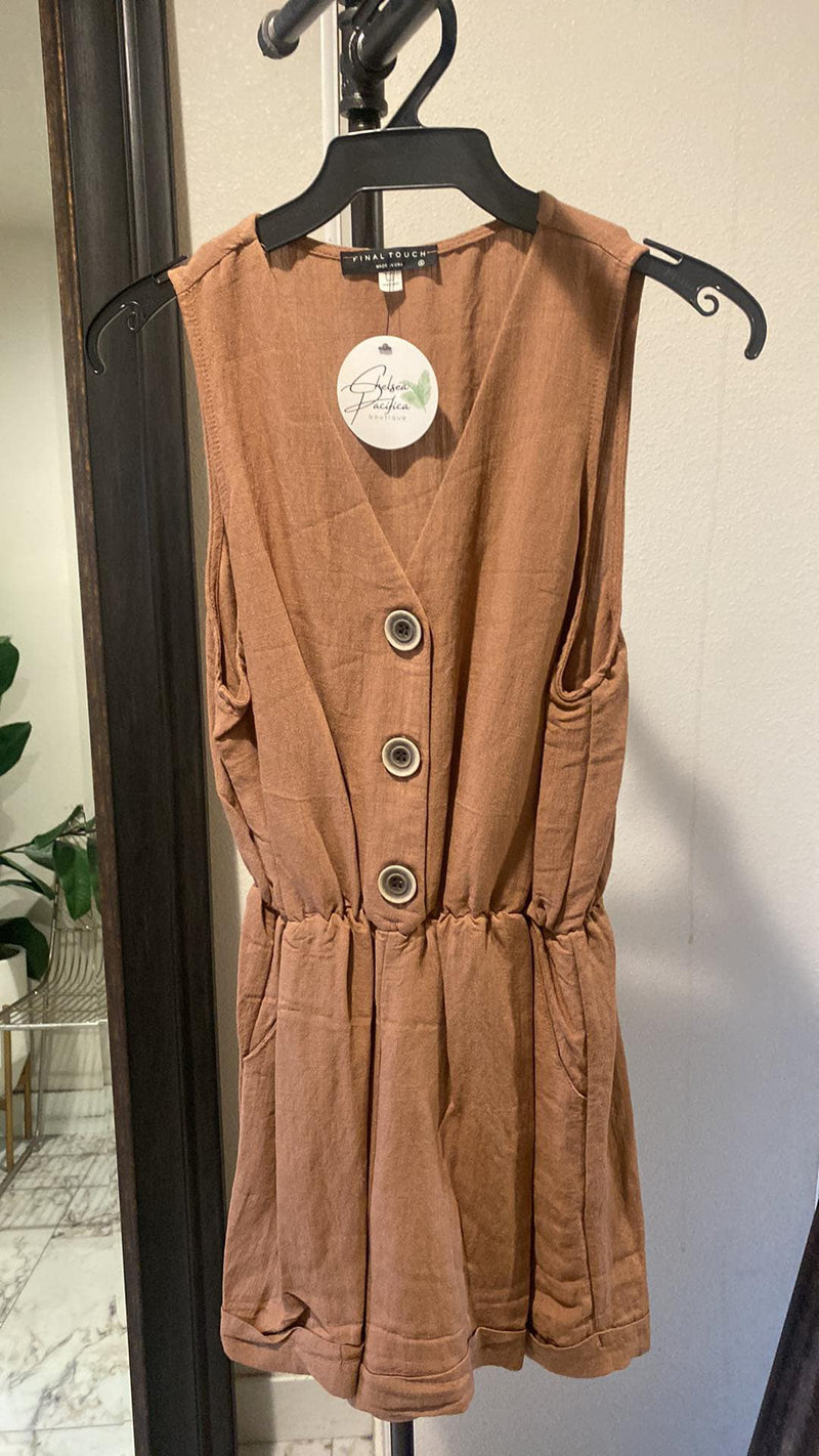 Sleeveless Romper - Cognac