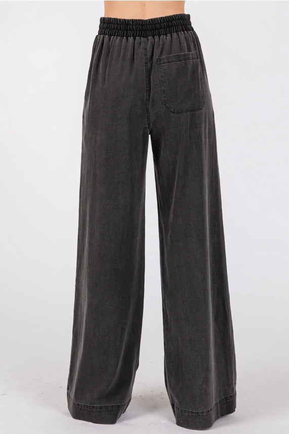 Black Denim Pull On Pant