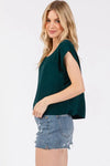 Woven Round Neck Boxy Top