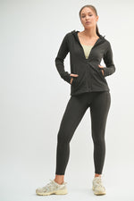 Brushed Ribbed Zip Up Hoodie Jacket