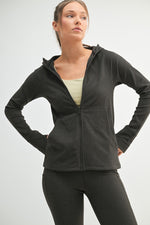 Brushed Ribbed Zip Up Hoodie Jacket
