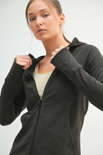 Brushed Ribbed Zip Up Hoodie Jacket