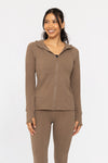 Brushed Ribbed Zip Up Hoodie Jacket