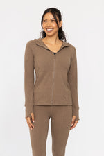 Brushed Ribbed Zip Up Hoodie Jacket