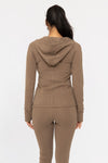 Brushed Ribbed Zip Up Hoodie Jacket