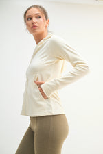 Brushed Ribbed Zip Up Hoodie Jacket