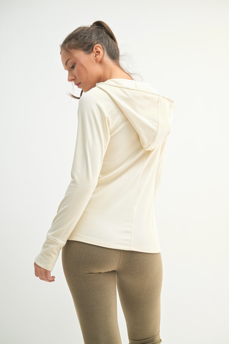Brushed Ribbed Zip Up Hoodie Jacket