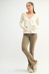 Brushed Ribbed Zip Up Hoodie Jacket