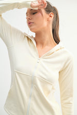 Brushed Ribbed Zip Up Hoodie Jacket