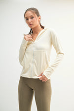 Brushed Ribbed Zip Up Hoodie Jacket
